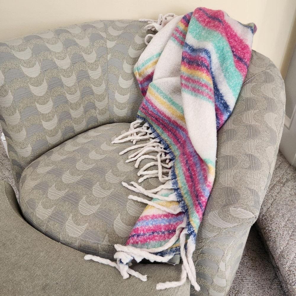 FREE PEOPLE Skye Fringe Blanket Pink 60 x 54 Soft Cozy Throw Home - Picture 7 of 7